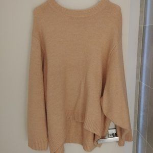 MANGO Oversized Light Pink Beige Sweater